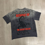First Row T Shirts Breaking News Venom Kills Cropped Tee 2026SS Hot Diamond Wash Old Cotton
