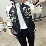 Women Cotton Coat Sakura Embroidered Baseball Uniform