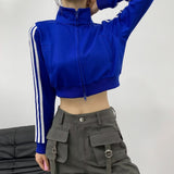 Women Hoodie Stripes Casual Exercise Cardigan