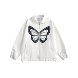 Unisex Pu Jacket Butterfly Embroidery PU Leather Jacket