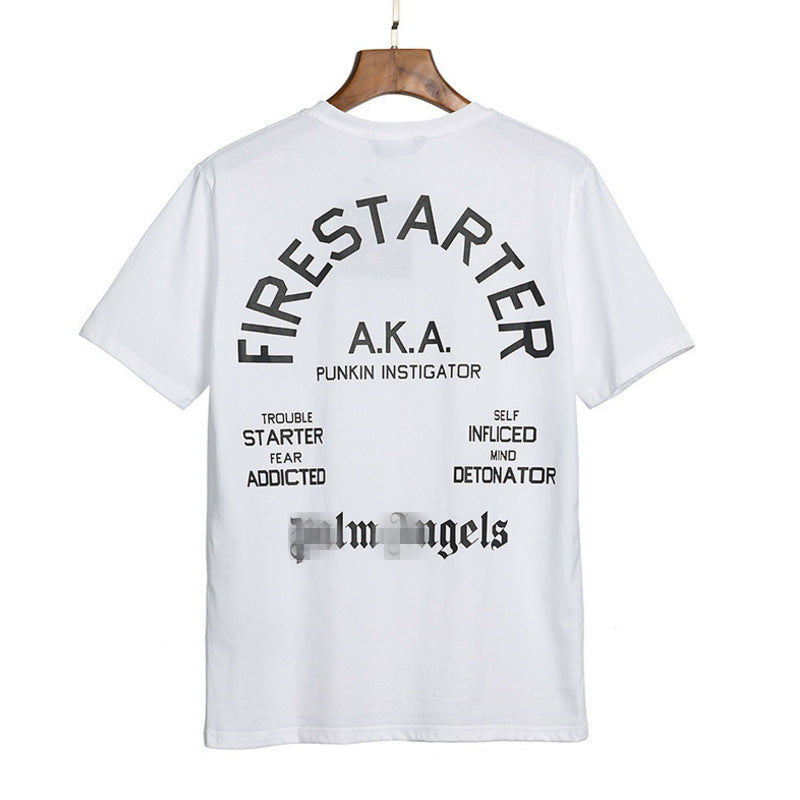 Palm Angels T Shirts Flame Skull Print T-shirt Loose Short Sleeve