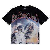 Godspeed T Shirts Spacesuit Pyramid Printing Cotton Casual Crew Neck Short Sleeve Men and Women
