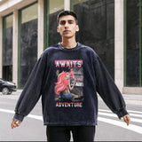 Mens Vintage Long Sleeve Shirt Casual Long Sleeve T-Shirt Men's and Women's