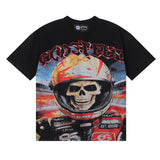 Godspeed t Shirts Skull Astronaut Print Cotton Casual Short Sleeve Men and Women