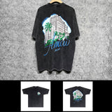 Amiri washed t-shirt city forest printing short sleeve