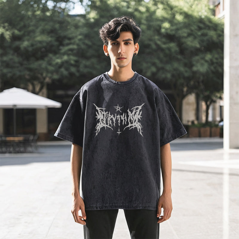 Mens Vintage T Shirt Printed Short Sleeve T-Shirt Men