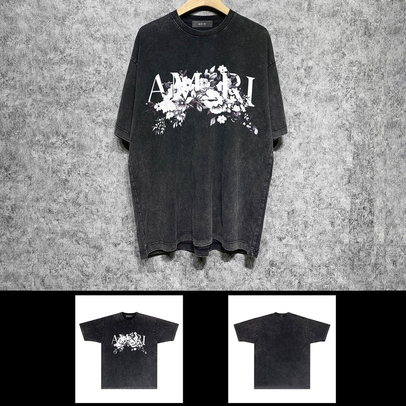 Amiri washed t-shirt colorless floral short sleeves