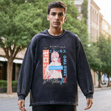 Mens Vintage Long Sleeve Shirt Washed Long Sleeve T-Shirt Men's and Women's