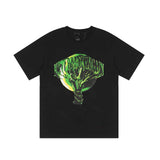 Vlone T Shirts Dark Green Melting Large V Loose Short Sleeve T-shirt Men and Women Half Sleeve