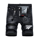 DSQ2 Short Jeans Ripped Patch Slim-fit Stretch Denim Shorts