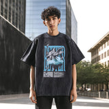 Mens Vintage T Shirt Printed Neckline Short Sleeve T-Shirt