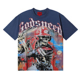 Godspeed T Shirts Skull Baseball Players Printed Cotton Casual Short Sleeves Men and Women