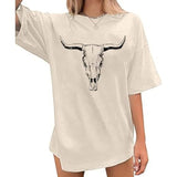 Wrenpies Western Cow Skull Shirts for Women Oversized