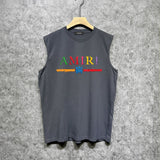 Amiri tank top colorful graffiti letter horizontal stripprinting