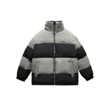 Unisex Coat Retro Patchwork Stand-up Collar Cotton-Padded Clothes Men and Women