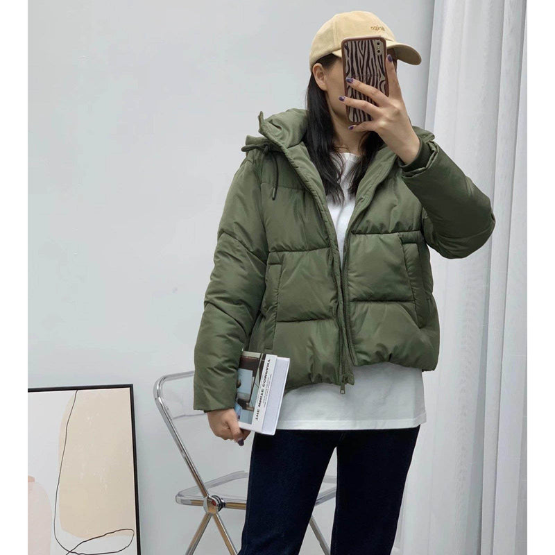 Women Cotton Coat Simple Casual Hooded Cotton Jacket
