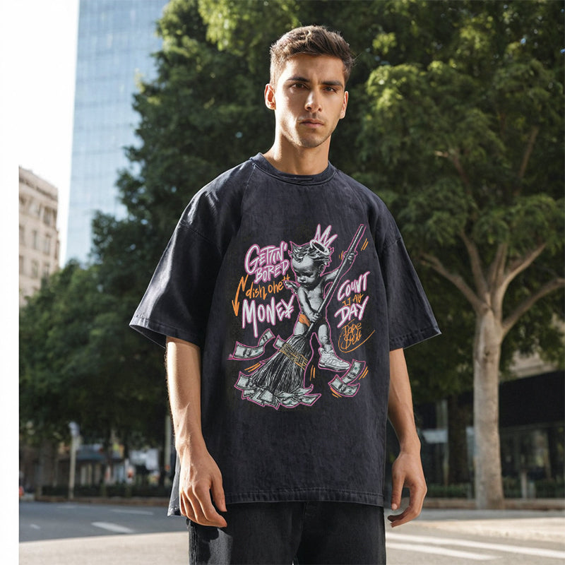 Mens Vintage T Shirt Black Spider Short Sleeve T-Shirt Men