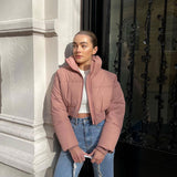 Women Cotton Coat Fashion Stand Collar Thickened Cotton Jacket
