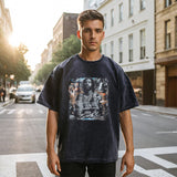 Mens Vintage T Shirt Printed Washed Old Short Sleeves