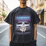 Mens Vintage T Shirt Summer Print Wash Shirt