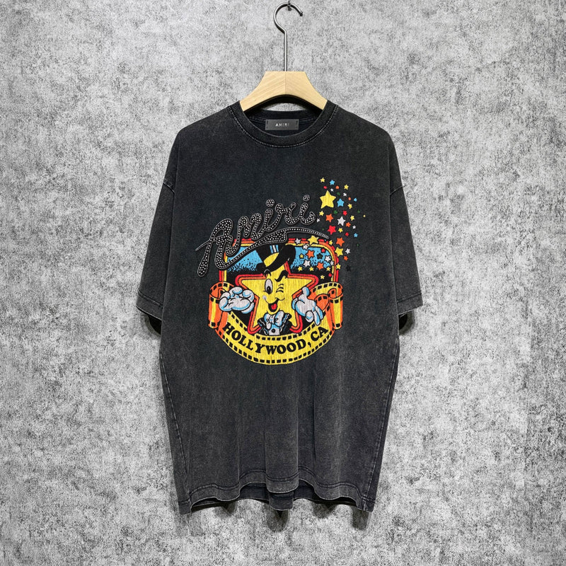 Amiri washed t-shirt cartoon starfish printing short sleeve