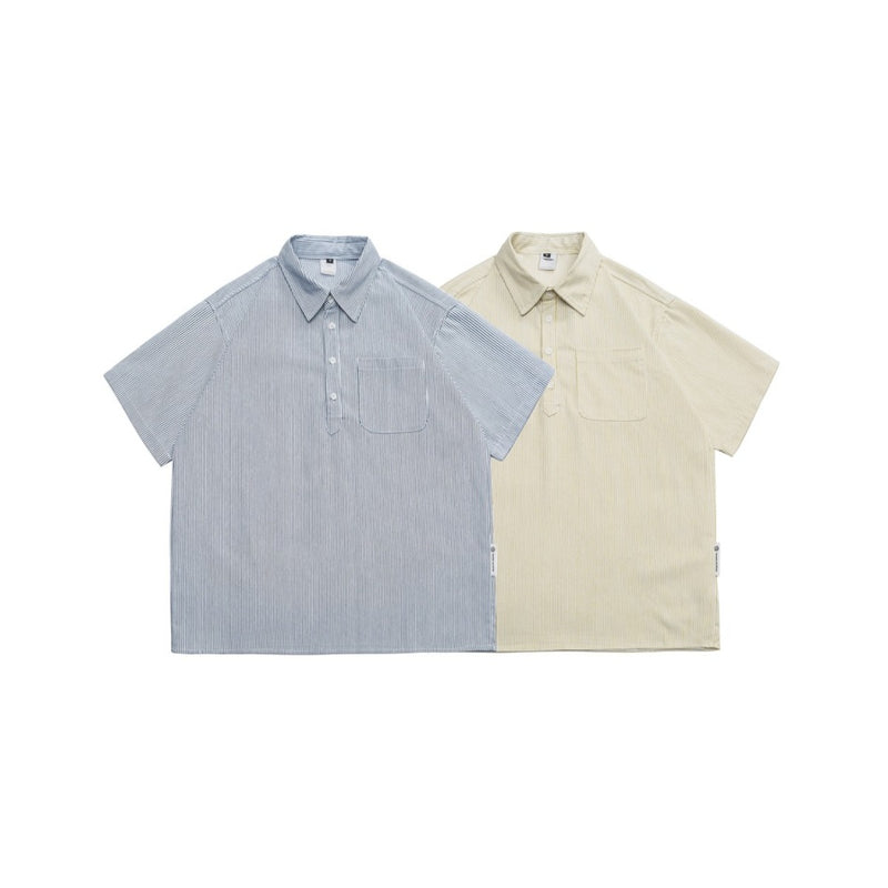 Unisex Shirt Retro Casual Blue Striped Loose