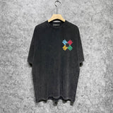Amiri washed t-shirt color block simple label set short sleeve