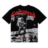 Godspeed T Shirts Astronaut Moon Landing Print Cotton Casual Short Sleeve Men and Women