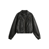 Unisex Pu Jacket Vintage Distressed PU Leather Jacket Clothes