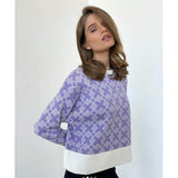 Women Work Business Casual Sweats Jacquard Knitted Sweater