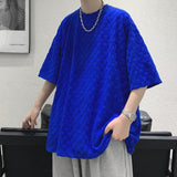Men T Shirt Chessboard Plaid Printing Summer