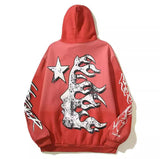 HS Hoodie Loose Retro Gradient Flame Red