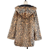 Women Fur Jacket Leopard Print Plush Warm Jacket