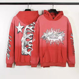 HS Hoodie Loose Retro Gradient Flame Red