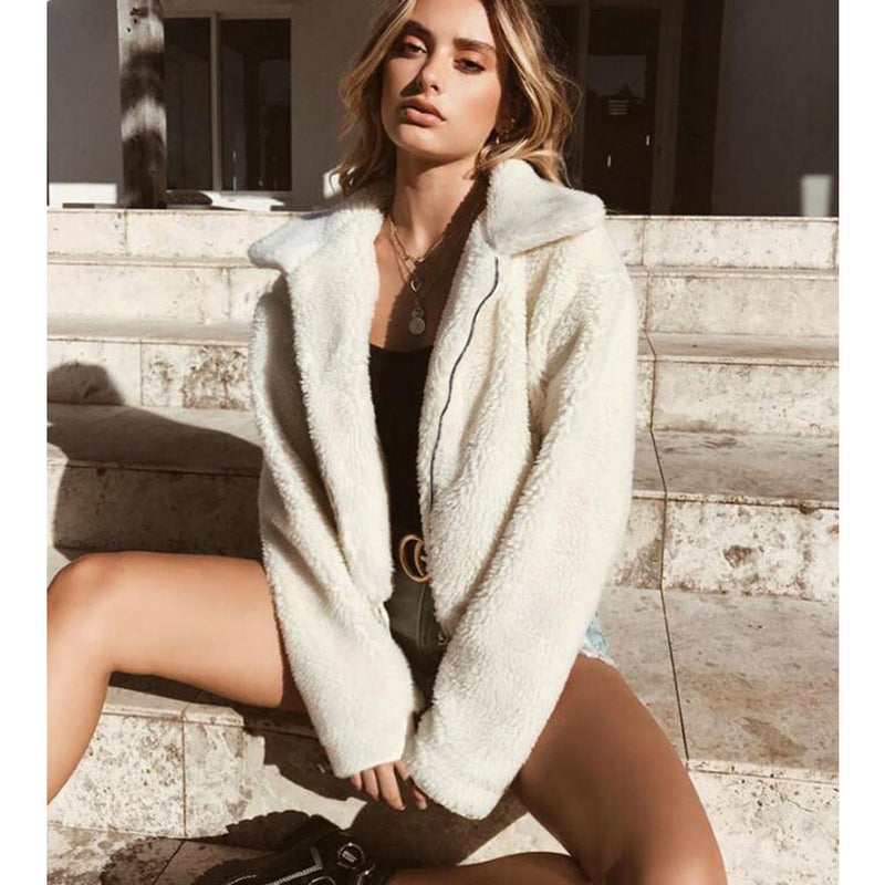 Women Fur Jacket Lamb Plush Coat