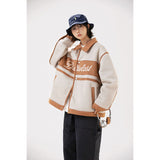 Unisex Coat Lapel Cotton-Padded Coat Loose Suede Warm