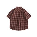 Unisex Shirt Retro College Style Plaid Loose Cityboy