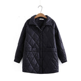 Women Cotton Coat plus Size Diamond Plaid Loose Slimming and Warm