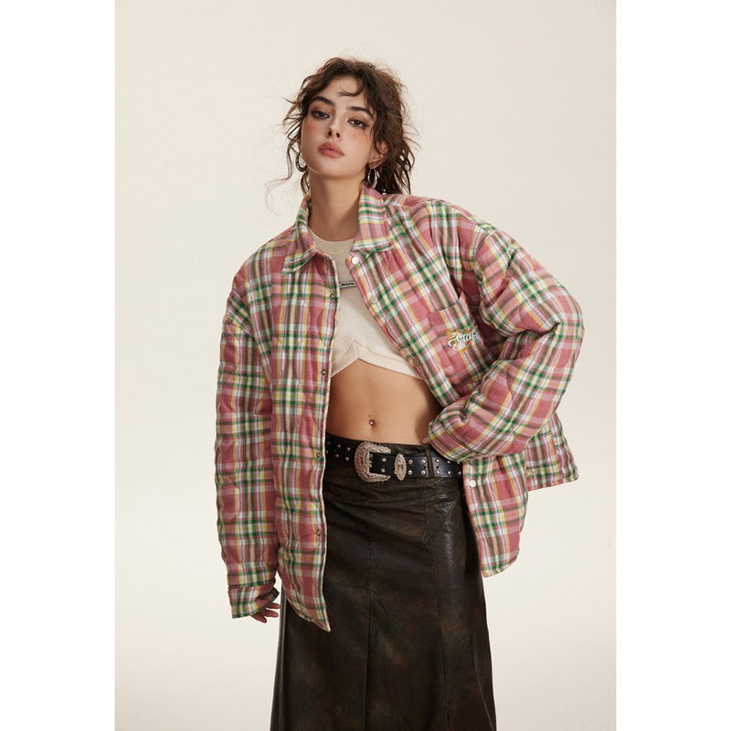 Unisex Coat Plaid Coat Cotton-Padded Jacket