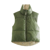 Women Cotton Coat Fashion Stand Collar Cotton Vest