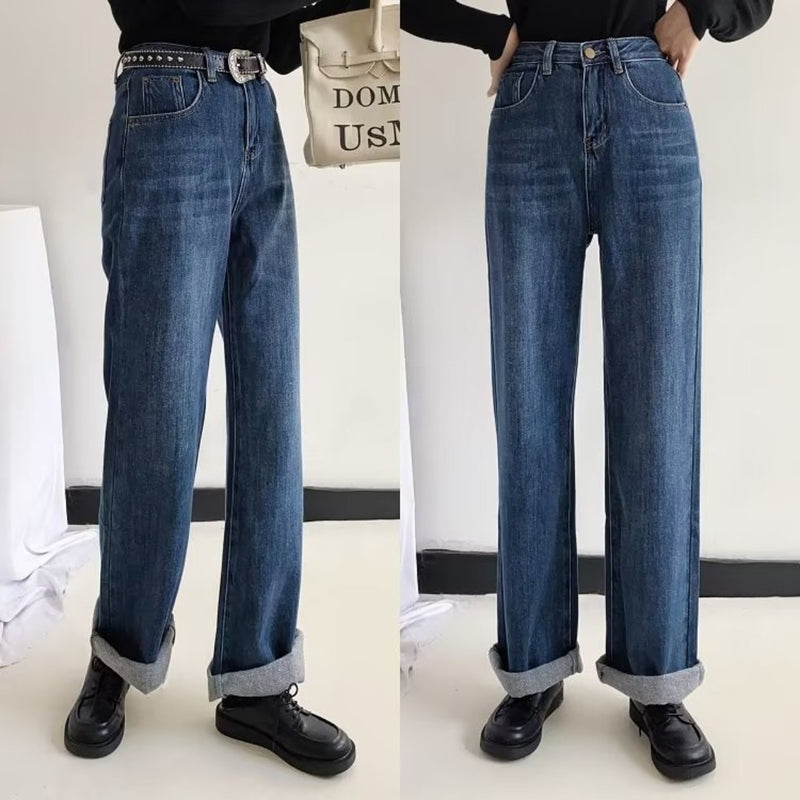Women Jeans Velvet Padded Loose Leisure