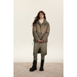 Unisex Coat Stitching Plaid Stand Collar Coat Thickened Warm