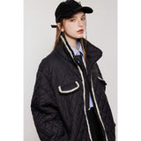 Unisex Coat Rhombus Plaid Cotton-Padded Coat Winter Coat