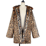 Women Fur Jacket Leopard Print Plush Warm Jacket