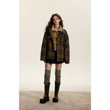 Unisex Coat Retro Loose Thick Checks Cotton-Padded Coat