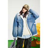Unisex Coat Vintage Loose Cotton Coat Lamb Wool Denim Jacket