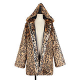 Women Fur Jacket Leopard Print Plush Warm Jacket