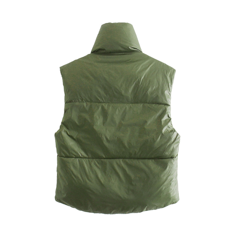 Women Cotton Coat Fashion Stand Collar Cotton Vest