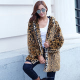 Women Fur Jacket Leopard Print Plush Warm Jacket