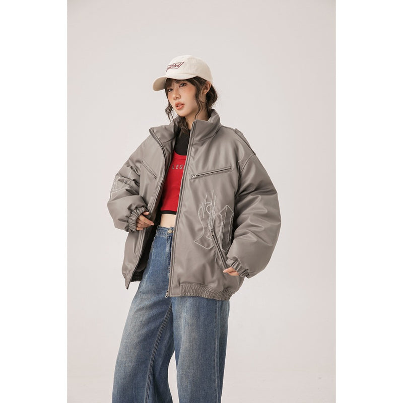 Unisex Coat PU Leather Cotton-Padded Jacket